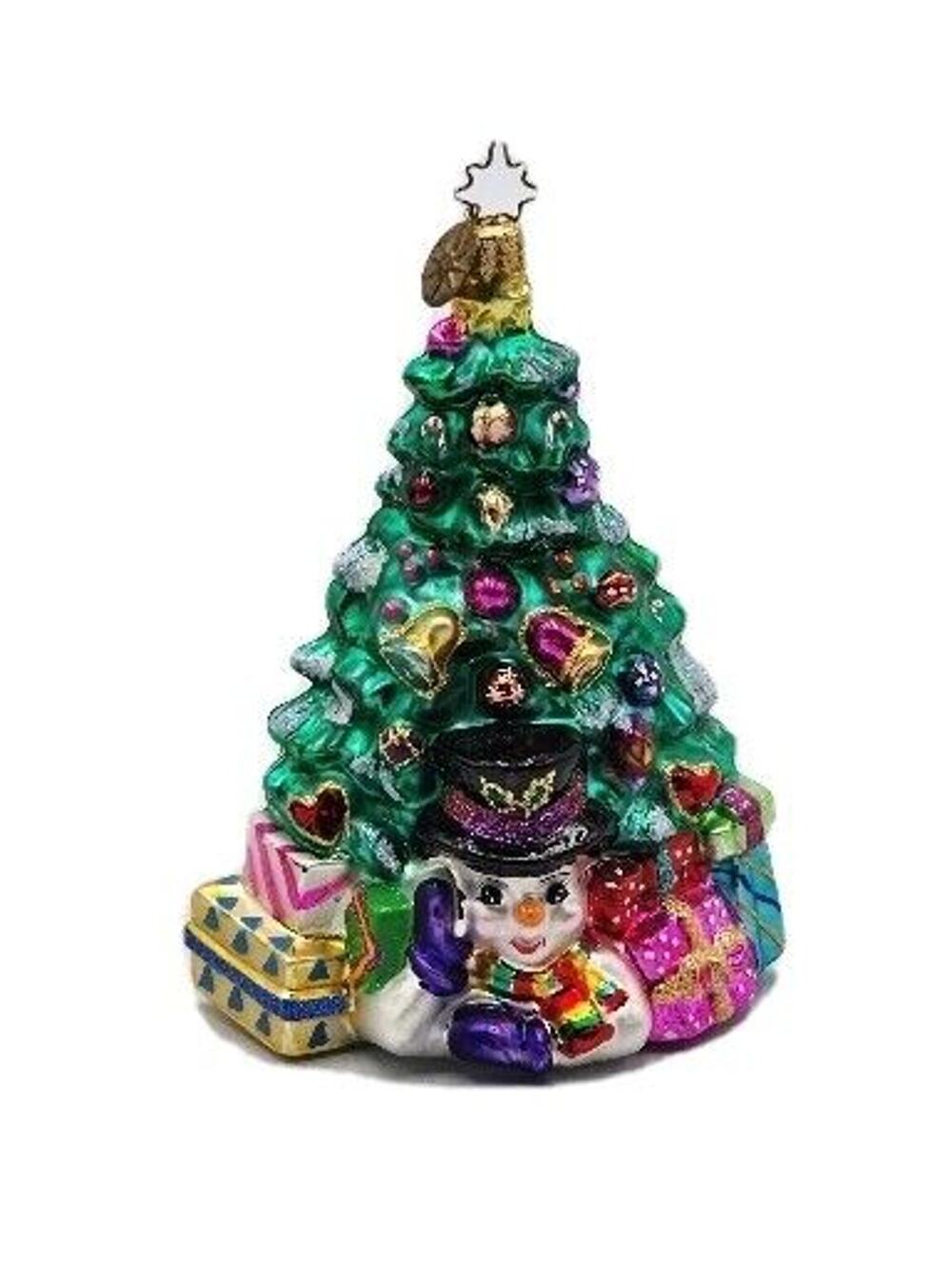 Radko CHILLIN' WONDER Christmas Ornament SNOWMAN UNDER CHRISTMAS TREE Vtg In Box